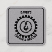 Carte De Visite Carré Service professionnel de remorquage noir et gris (Devant)