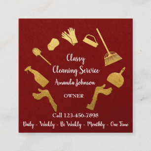 Carte De Visite Carré Services de nettoyage classique Logo Gold Maid Kra