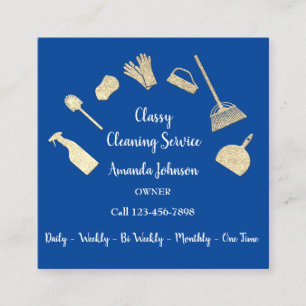 Carte De Visite Carré Services de nettoyage classique Logo Gold Maid Roy