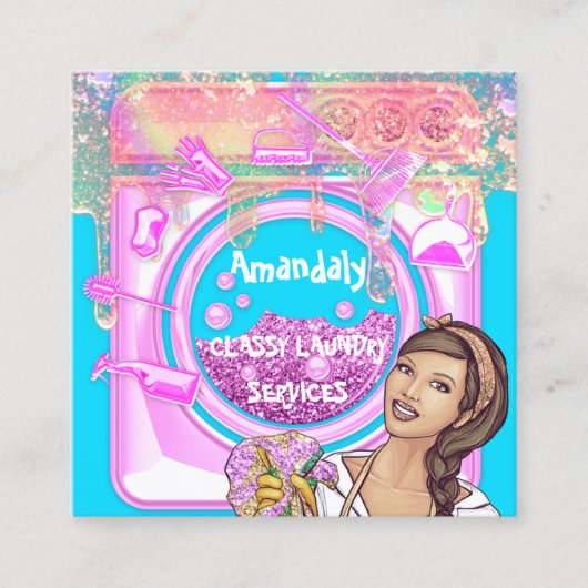 Carte De Visite Carré Services de nettoyage de lave-linge Logo QRCode (Devant)