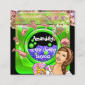 Carte De Visite Carré Services de nettoyage de lave-linge QRCode vert (Devant)