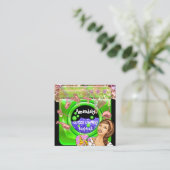 Carte De Visite Carré Services de nettoyage de lave-linge QRCode vert (Debout devant)