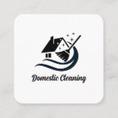 Carte De Visite Carré Services de nettoyage Qr Code Blanc Médias sociaux (Devant)