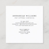 Carte De Visite Carré Services de pose de animaux de compagnie Rose Gold (Dos)