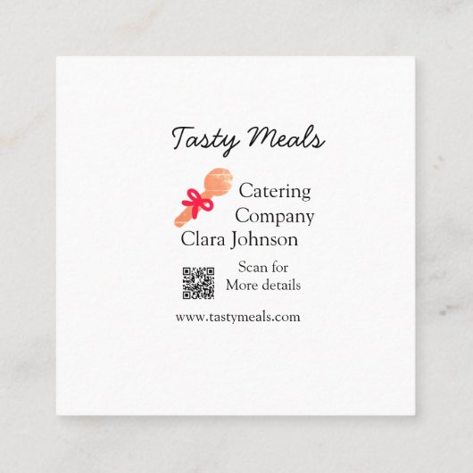 Carte De Visite Carré Services de restauration ajouter nom QR code site  (Dos)