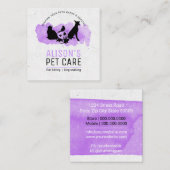 Carte De Visite Carré Services de soins aux animaux de compagnie / Servi (Devant / Derrière)