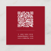 Carte De Visite Carré Services Santa Rouge Foncé Code QR Minimal Cool Fu (Dos)