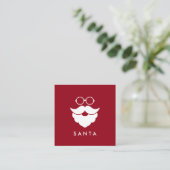 Carte De Visite Carré Services Santa Rouge Foncé Code QR Minimal Cool Fu (Debout devant)