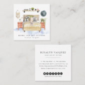 Carte De Visite Carré Shar Pei | Maison et Animaux de compagnie assis (Devant / Derrière)