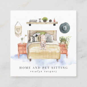 Carte De Visite Carré Shar Pei   Maison et Animaux de compagnie assis