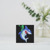 Carte De Visite Carré Shark Halloween Skeleton équitation Requins Amour (Debout devant)