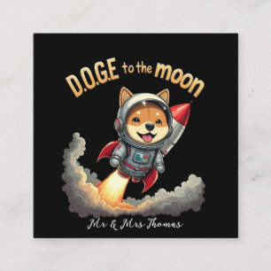 Carte De Visite Carré Shiba Inu Astronaute Espace Graphique "Jusqu'à la