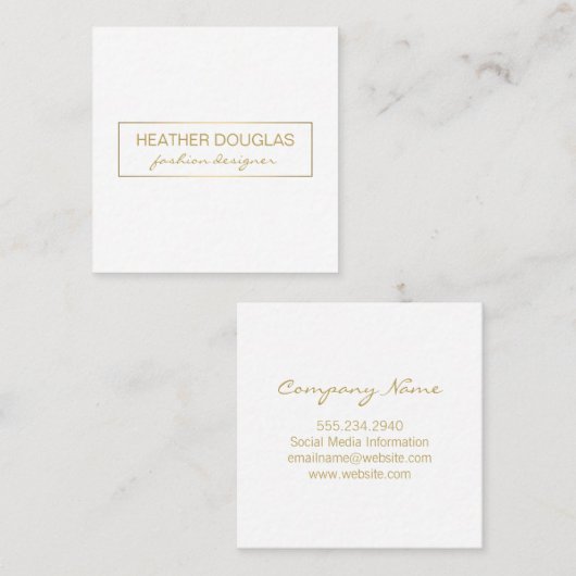 Carte De Visite Carré Shirage à huile gris or (Devant / Derrière)