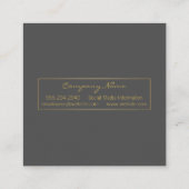 Carte De Visite Carré Shirage à huile gris or (Dos)