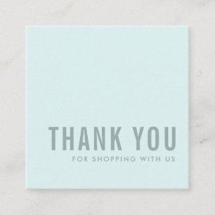 CARTE DE VISITE CARRÉ SHOPPING MINIMAL SIMPLE AQUA BLUE MERCI LOGO