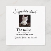 Carte De Visite Carré Signature boisson ajouter l'animal photo nom date (Dos)