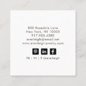 Carte De Visite Carré Signature de script du concepteur de bijoux (Dos)