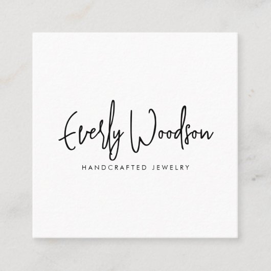 Carte De Visite Carré Signature de script du concepteur de bijoux (Devant)