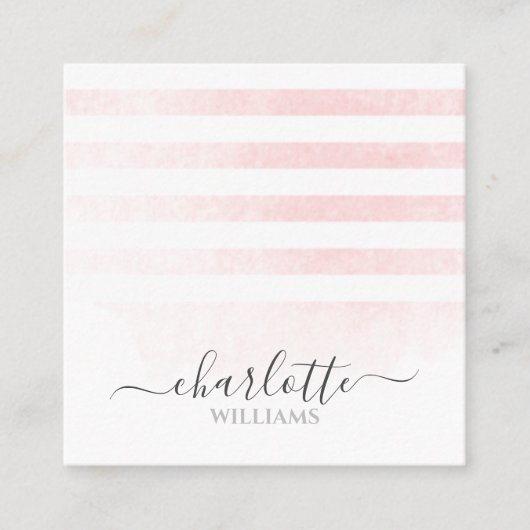 Carte De Visite Carré Signature des bandes blanches blanches de couleur (Devant)