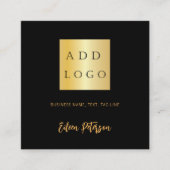 Carte De Visite Carré Signature en or noir code Qr logo (Devant)