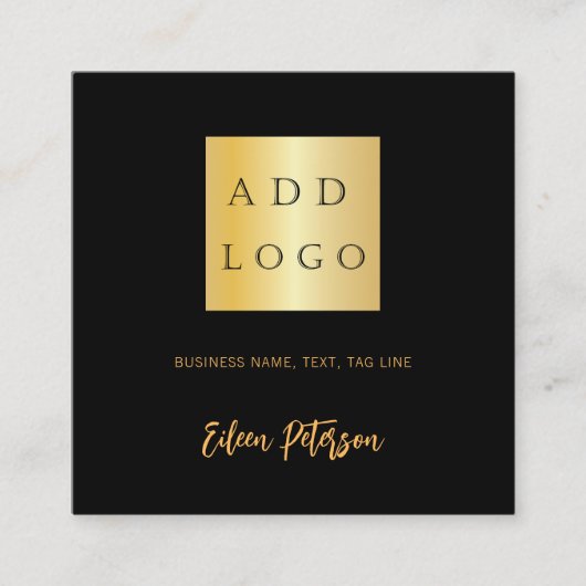 Carte De Visite Carré Signature en or noir code Qr logo (Devant)