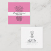 Carte De Visite Carré Signature moderne Ananas rose chaud (Devant / Derrière)