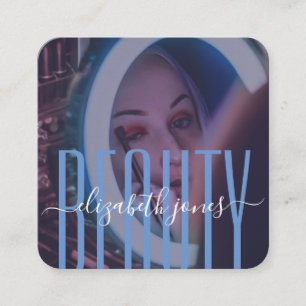 Carte De Visite Carré Signature moderne professionnelle photo bleue et b