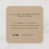 Carte De Visite Carré Signature Noire Rustique Professionnelle Moderne (Dos)