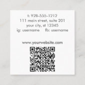 Carte De Visite Carré Signature Script Social Texté QR Code Salon (Dos)