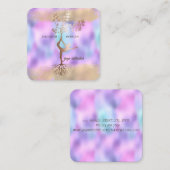 Carte De Visite Carré Silhouette Brush Strot Holographique Iridescente (Devant / Derrière)