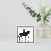 Carte De Visite Carré Silhouette Cheval Dressage avec Réflexion (Debout devant)