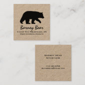 Carte De Visite Carré Silhouette de l'ours noir | Simple Wildlife Graphi (Devant / Derrière)