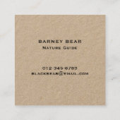 Carte De Visite Carré Silhouette de l'ours noir | Simple Wildlife Graphi (Dos)