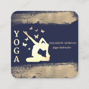 Carte De Visite Carré Silhouette femmes Faux Gold Brush Stroke