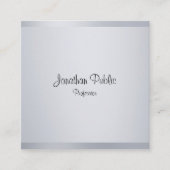 Carte De Visite Carré Silver Elegant Calligraphie Script Modèle moderne (Devant)