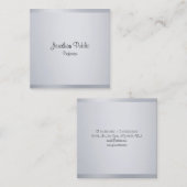 Carte De Visite Carré Silver Elegant Calligraphie Script Modèle moderne (Devant / Derrière)