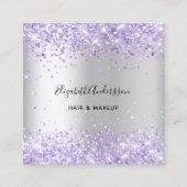 Carte De Visite Carré Silver lavande violet profil photo qr code (Devant)