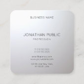 Carte De Visite Carré Silver Look moderne élégant Modèle professionnel (Dos)