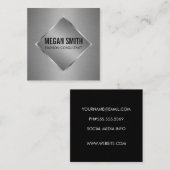 Carte De Visite Carré Silver Metallic Luxe (Devant / Derrière)