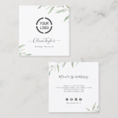 Carte De Visite Carré Simple aquarelle de verdure Massage Thérapiste (Devant / Derrière)