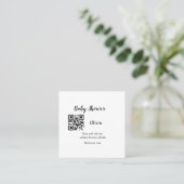 Carte De Visite Carré Simple baby shower site web code-barres QR ajouter (Debout devant)