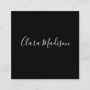 Carte De Visite Carré simple blanc noir moderne minimaliste classique