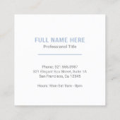 Carte De Visite Carré Simple Bleu clair Élégant Spa moderne (Dos)