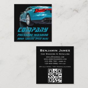 Carte De Visite Carré Simple Blue Luxury Car Company QR Code