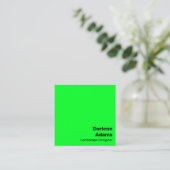 Carte De Visite Carré Simple Clair Vert Gras Moderne (Debout devant)