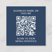Carte De Visite Carré Simple code QR Logo d'entreprise Bleu (Dos)
