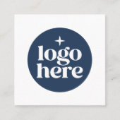 Carte De Visite Carré Simple code QR Logo d'entreprise Bleu (Devant)
