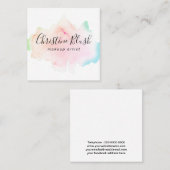 Carte De Visite Carré Simple couleur pastel Aquarelle Splash MUA (Devant / Derrière)