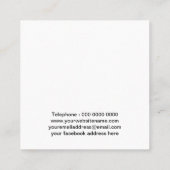 Carte De Visite Carré Simple couleur pastel Aquarelle Splash MUA (Dos)