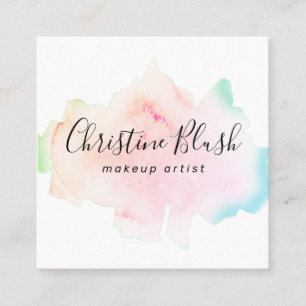 Carte De Visite Carré Simple couleur pastel Aquarelle Splash MUA